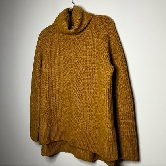 MADEWELL Mercer Mustard Ribbed Knit Cozy Turtleneck Fall Winter Sweater - Picture 4 of 9